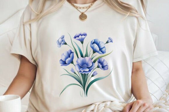 Blue Flower Bouquet Nature Lover Gift: A Versatile Graphic Design Asset for T-Shirt Projects