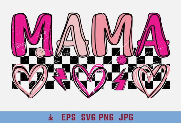 Checkered Heart Retro Valentine Mama: A Premium Graphic Design Asset for T-Shirt Designs
