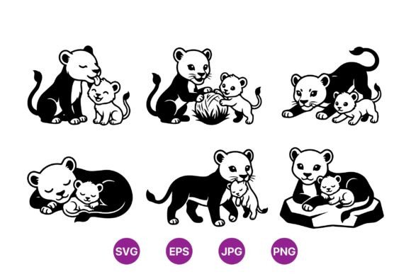 Cute Panther Mom and Baby Clipart Graphics and Illustrations Review