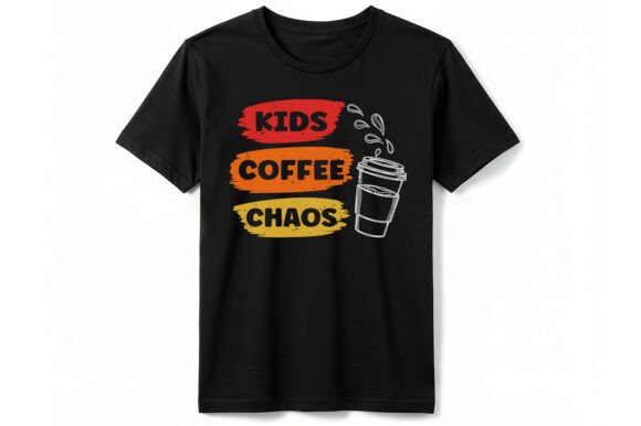 Funny Kids Coffee Chaos T-Shirt Design for Handmade Creators