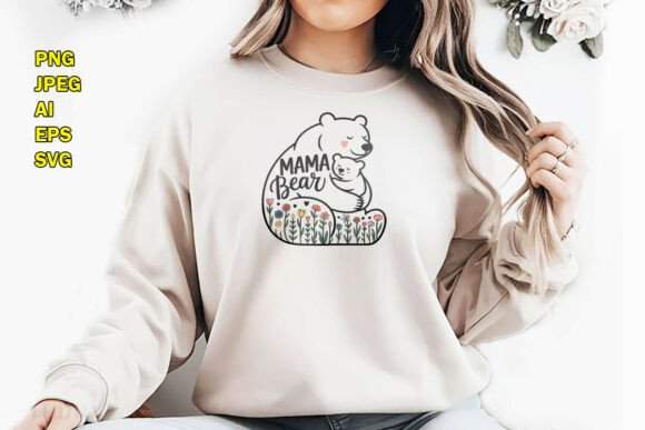 Mama Bear Floral T-Shirt Design for Mother’s Day Graphics