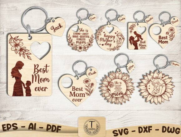 Mother S Day Laser Cutting Keychain SVG Bundle