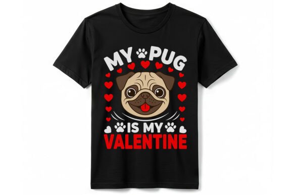 My Pug Is My Valentine T-Shirt Design for Handmade Creations