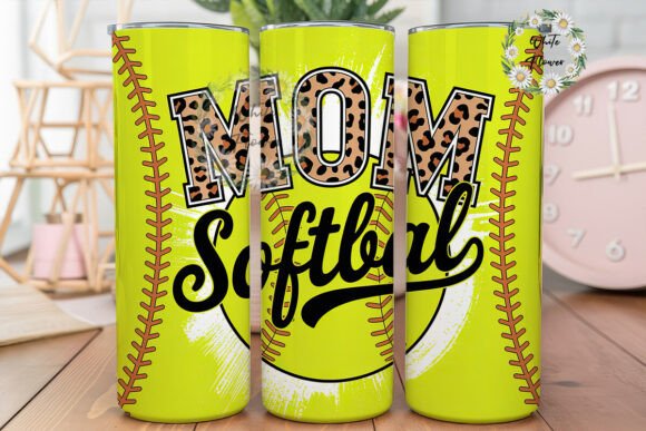 Neon Yellow Softball MOM Tumbler Wrap for Bold Branding