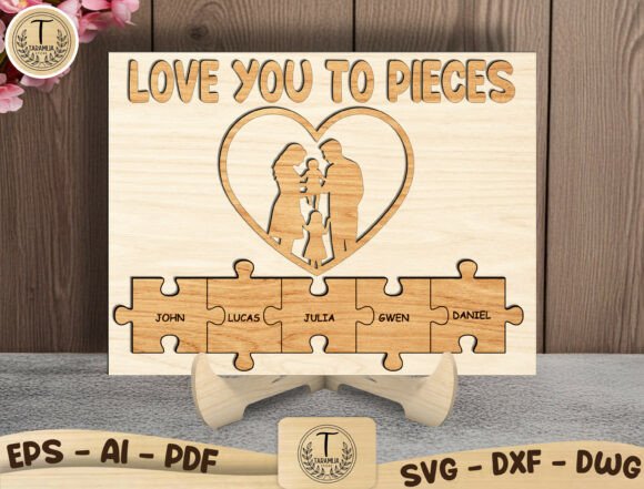Personalized Family Puzzle SVG for Laser Cutting and Mother S Day