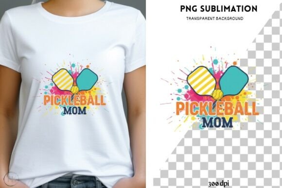 Pickleball Mom Png Design for T-shirts Graphics and Illustrations