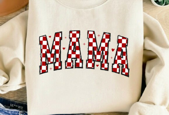 Valentine Mama Day Checkered Mama Heart: A T-Shirt Design Asset for Strong Brand Impact