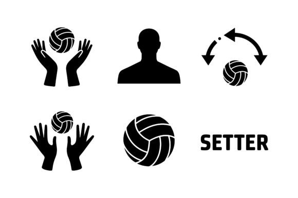 Volleyball Setter Vector Silhouette Set: Graphics and Icons for Sporty Branding