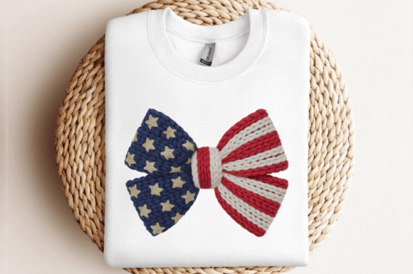 Yarn Patriotic American Flag Bow PNG Graphics and Illustrations